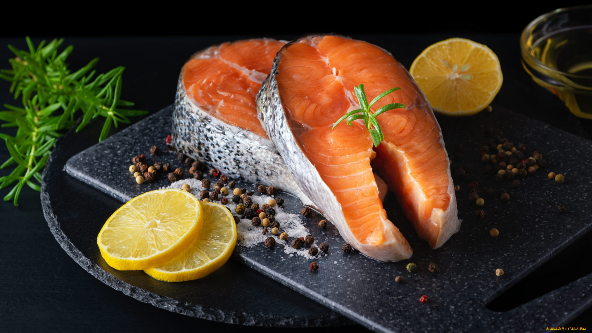 еда, рыба, , морепродукты, , суши, , роллы, розмарин, перец, форель, лимон