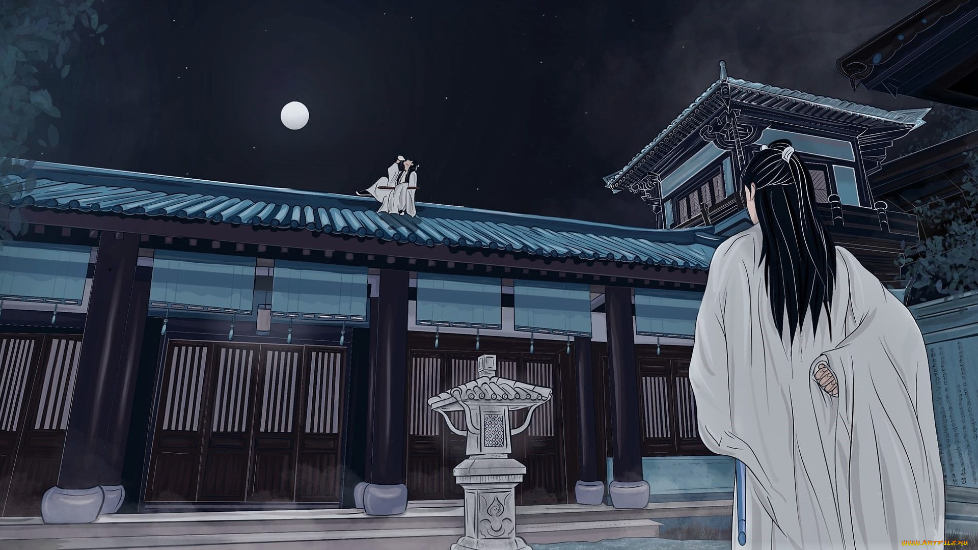 рисованное, кино, , мультфильмы, вэй, усянь, лань, ванцзи, крыша, двор