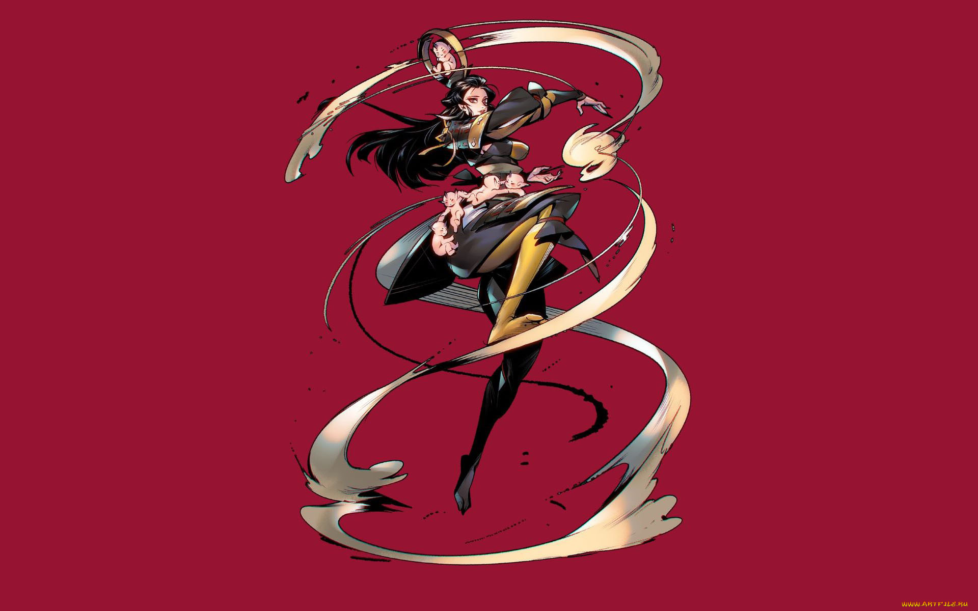 аниме, unknown, , другое, , девушка, чертята, магия