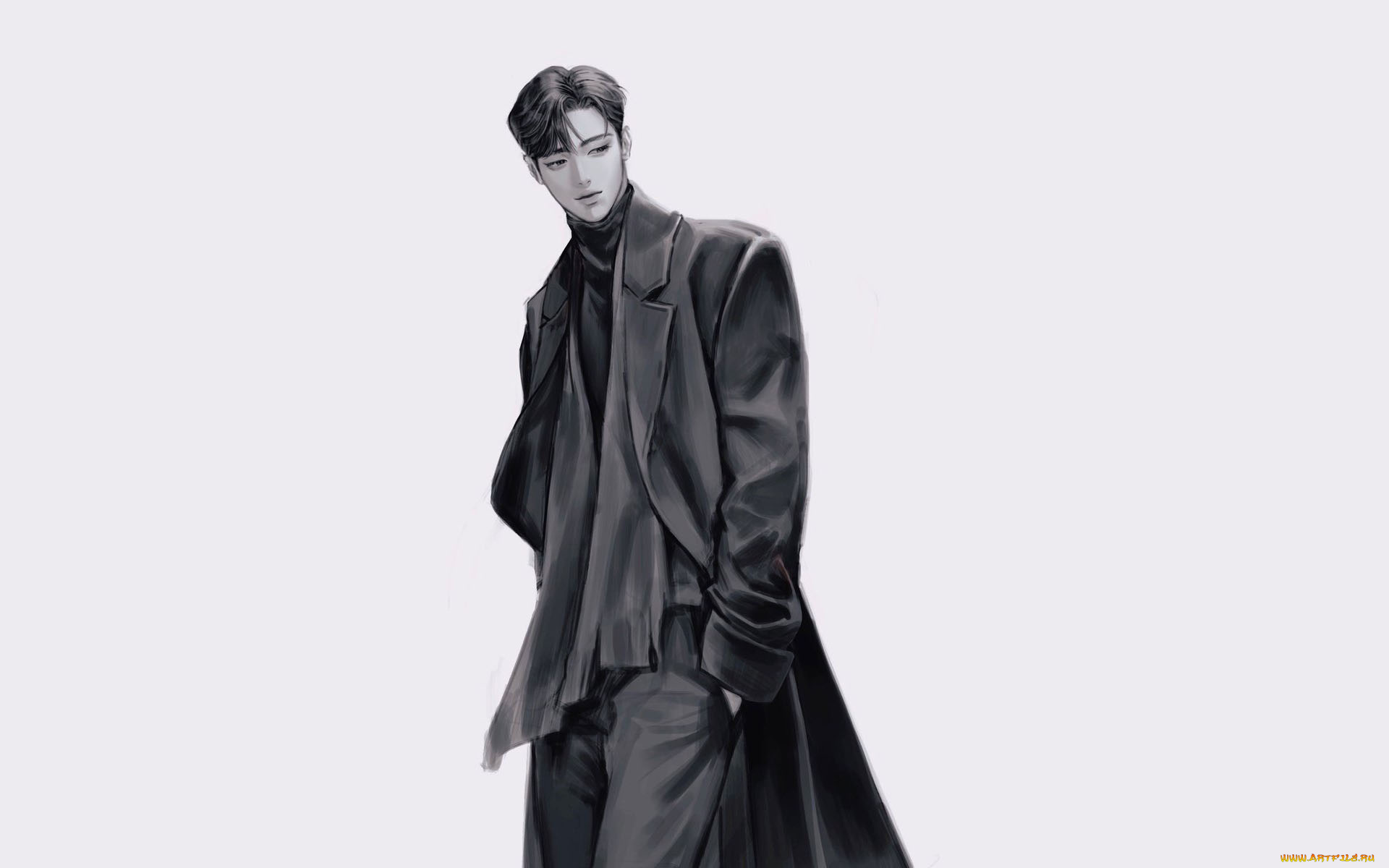 аниме, unknown, , другое, , парень, пальто, шарф