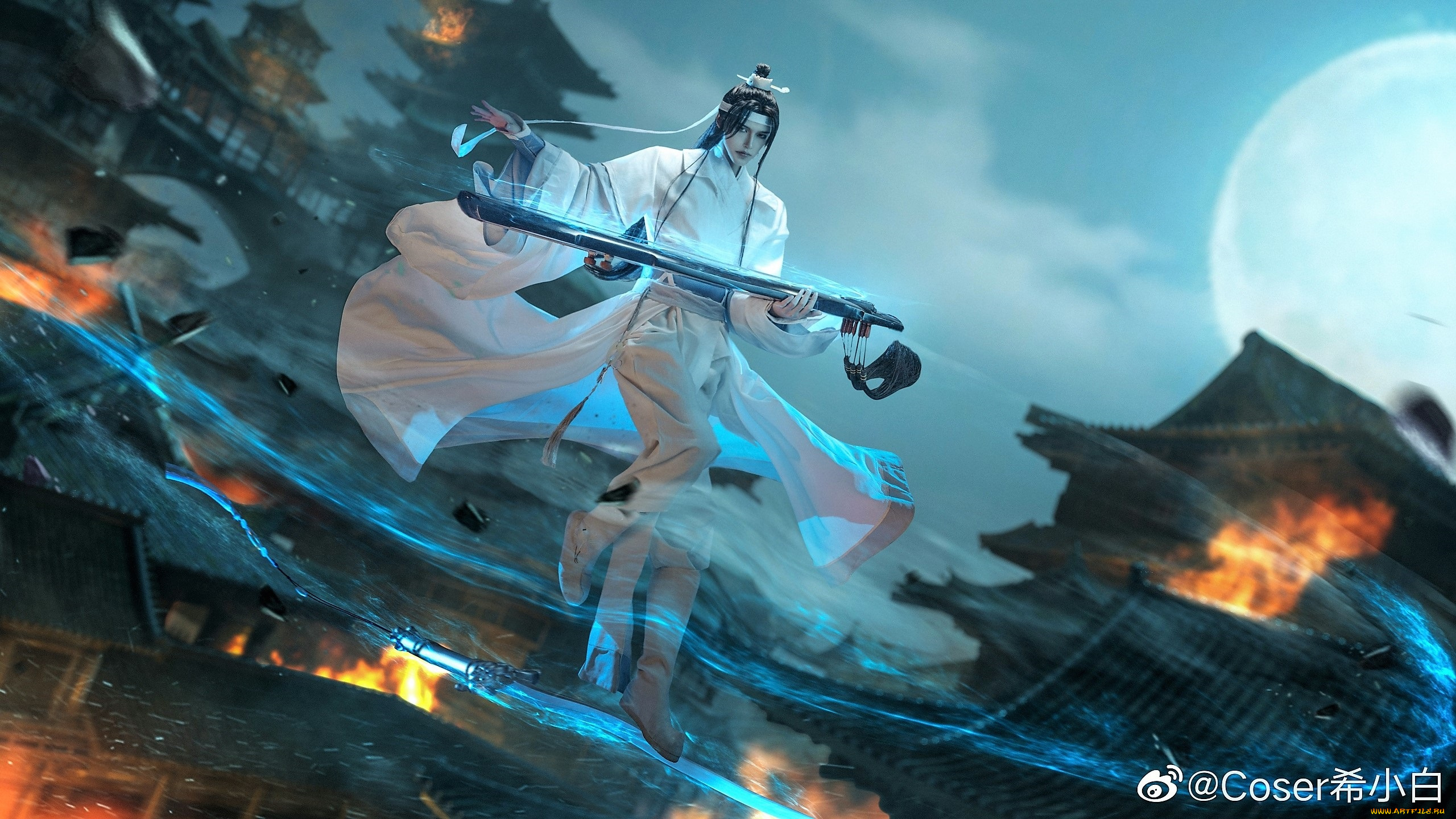 мужчины, -, креатив, , косплей, лань, ванцзы, гуцинь, костюм, пожар