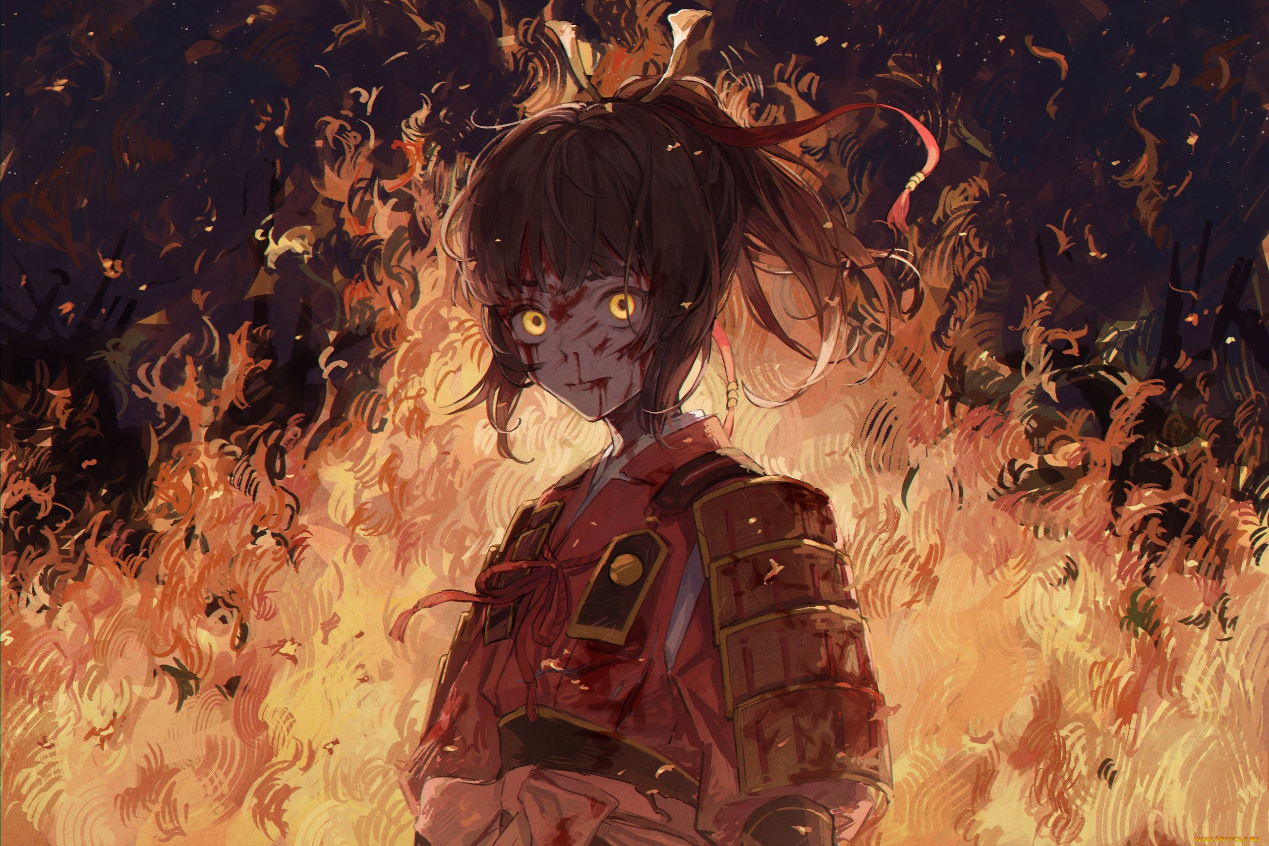 аниме, unknown, , другое, , девочка, огонь