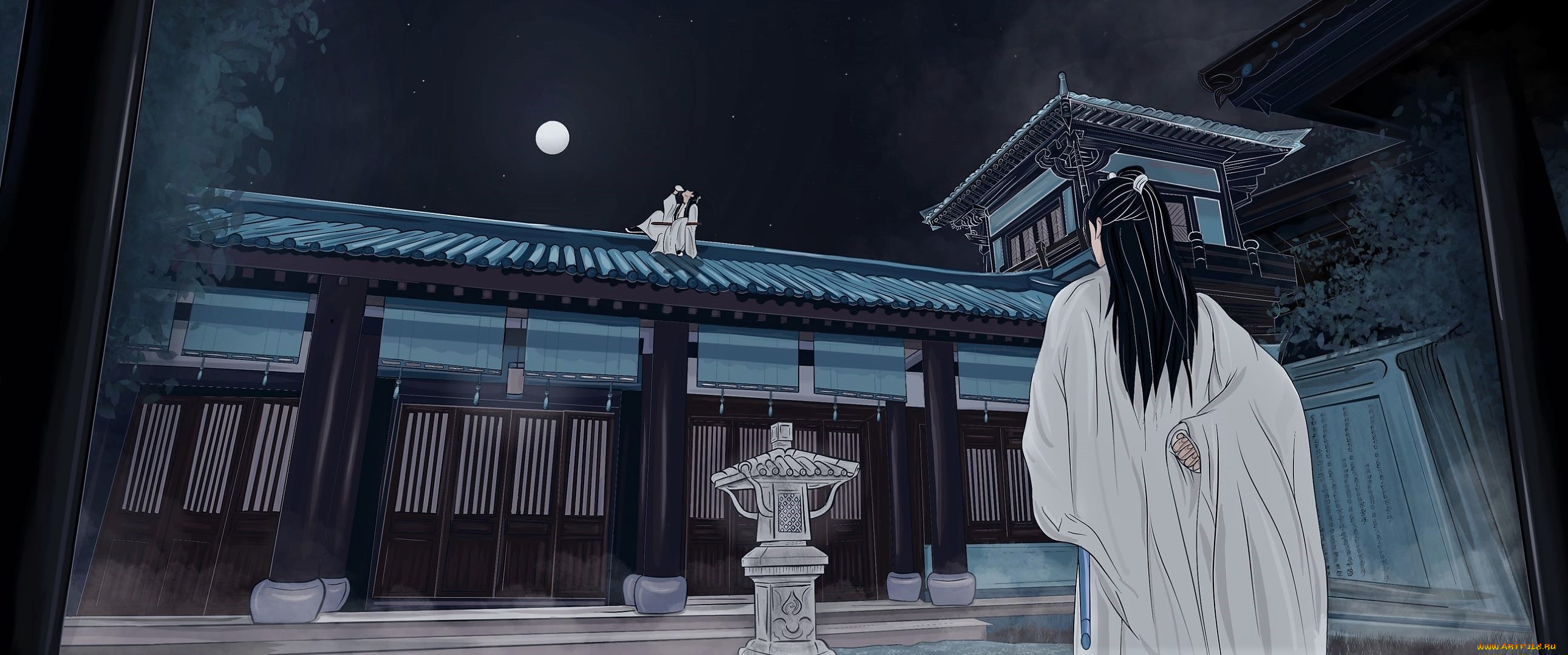 рисованное, кино, , мультфильмы, вэй, усянь, лань, ванцзи, крыша, двор