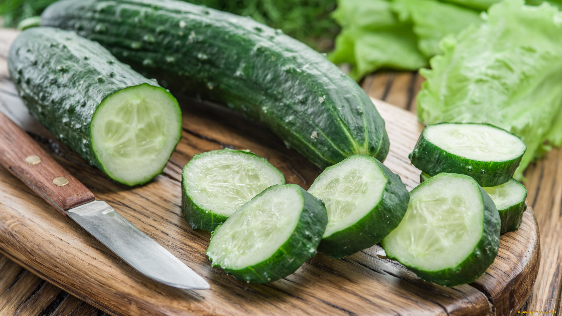 еда, огурцы, нож, свежие