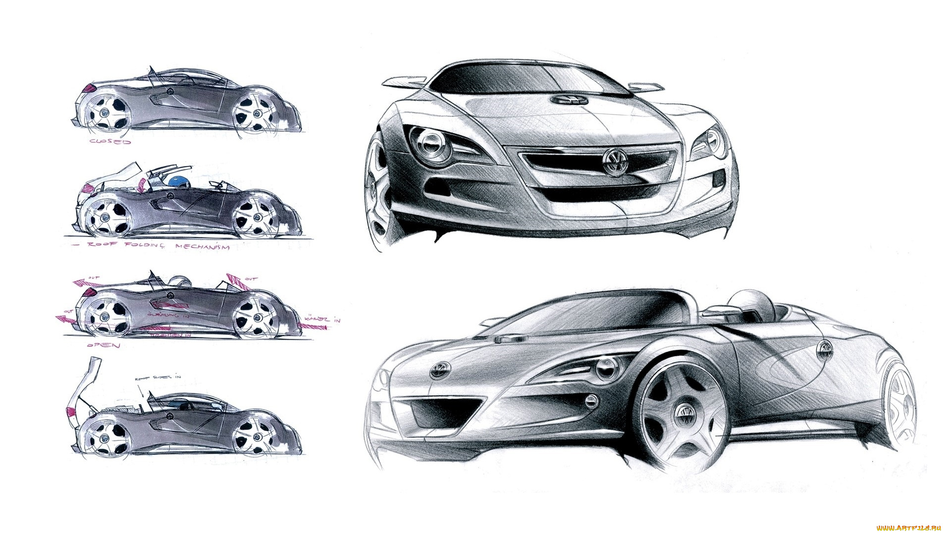 рисованное, авто, мото, фольксваген, скетч