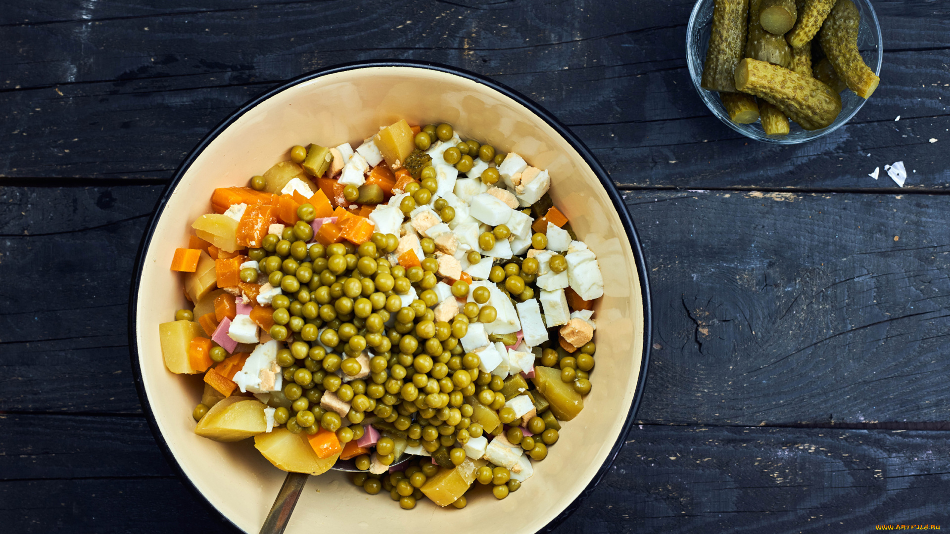 еда, салаты, , закуски, маринованные, огурчики, салат, горошек, зеленый