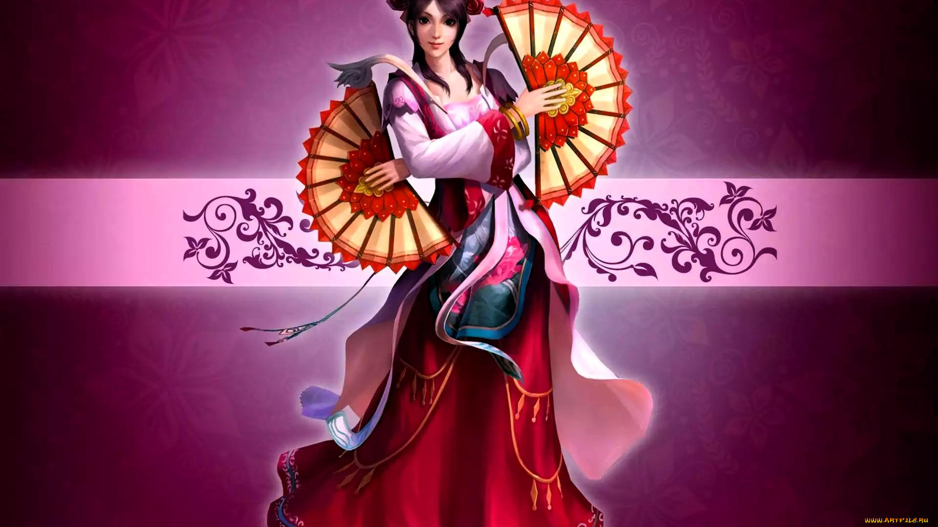 видео, игры, red, cliff, девушка, наряд, веера