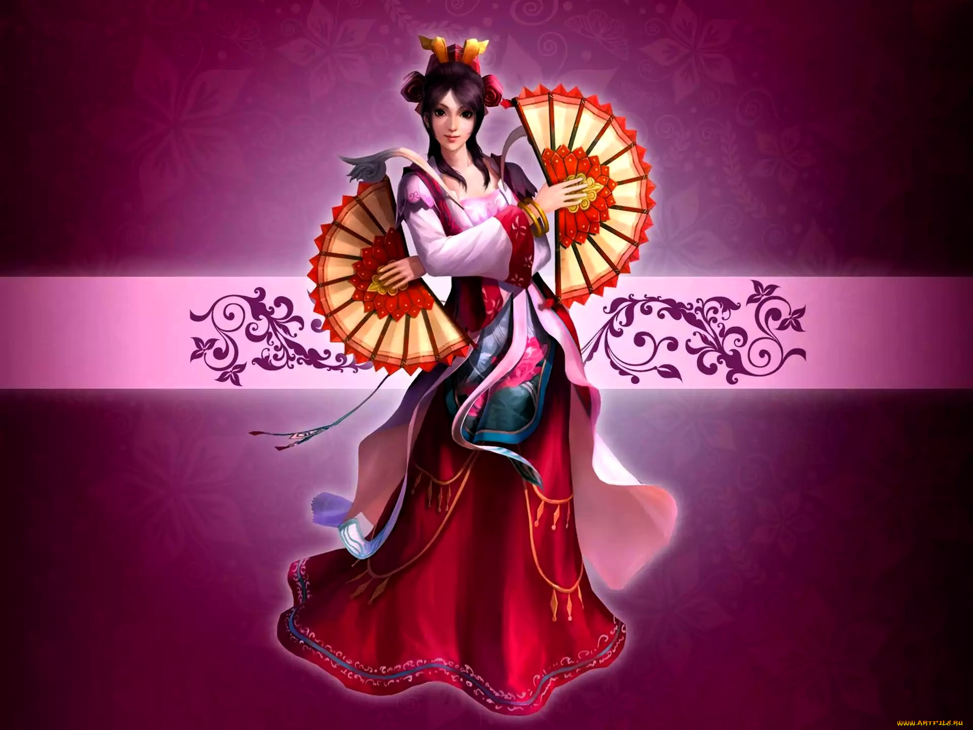 видео, игры, red, cliff, девушка, наряд, веера