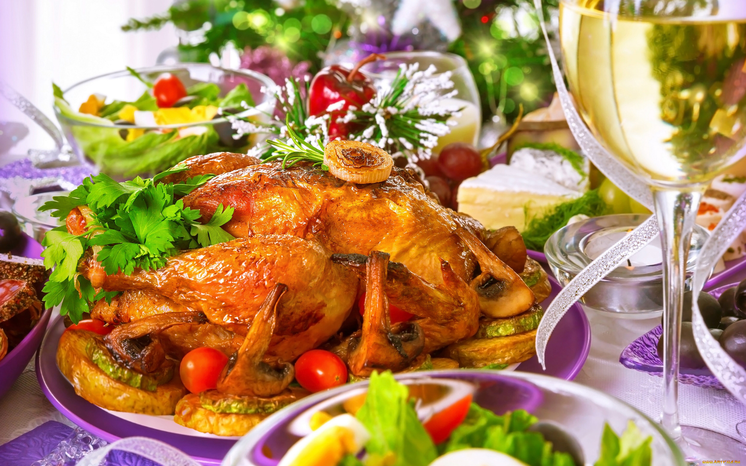 еда, мясные, блюда, запеченная, курица, петрушка