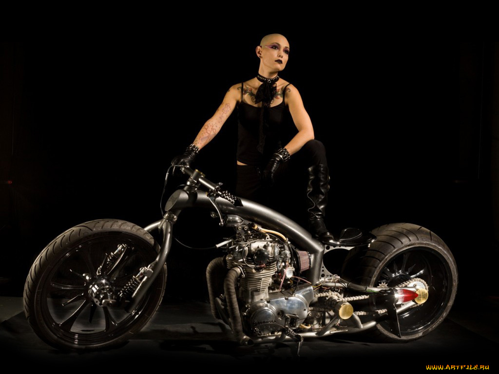 мотоциклы, мото, девушкой