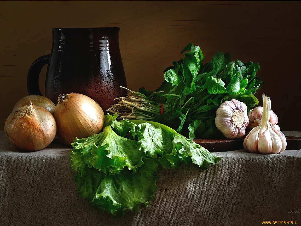 еда, овощи, чеснок, салат, шпинат