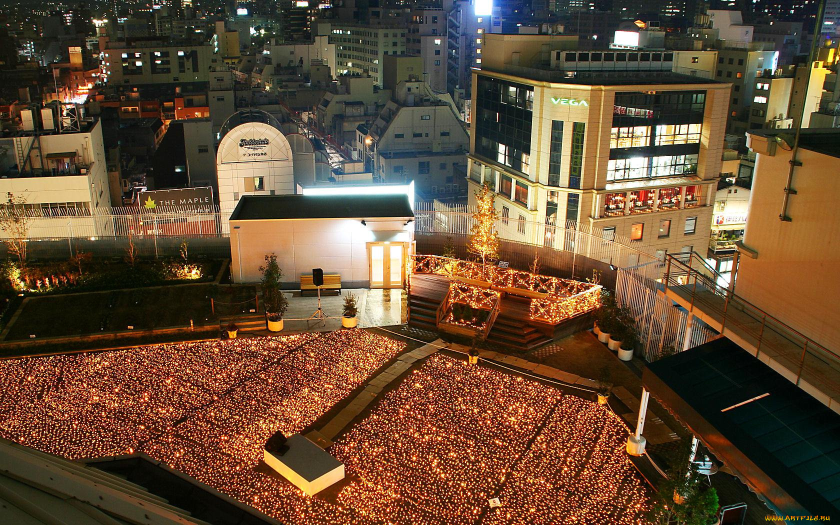 города, огни, ночного