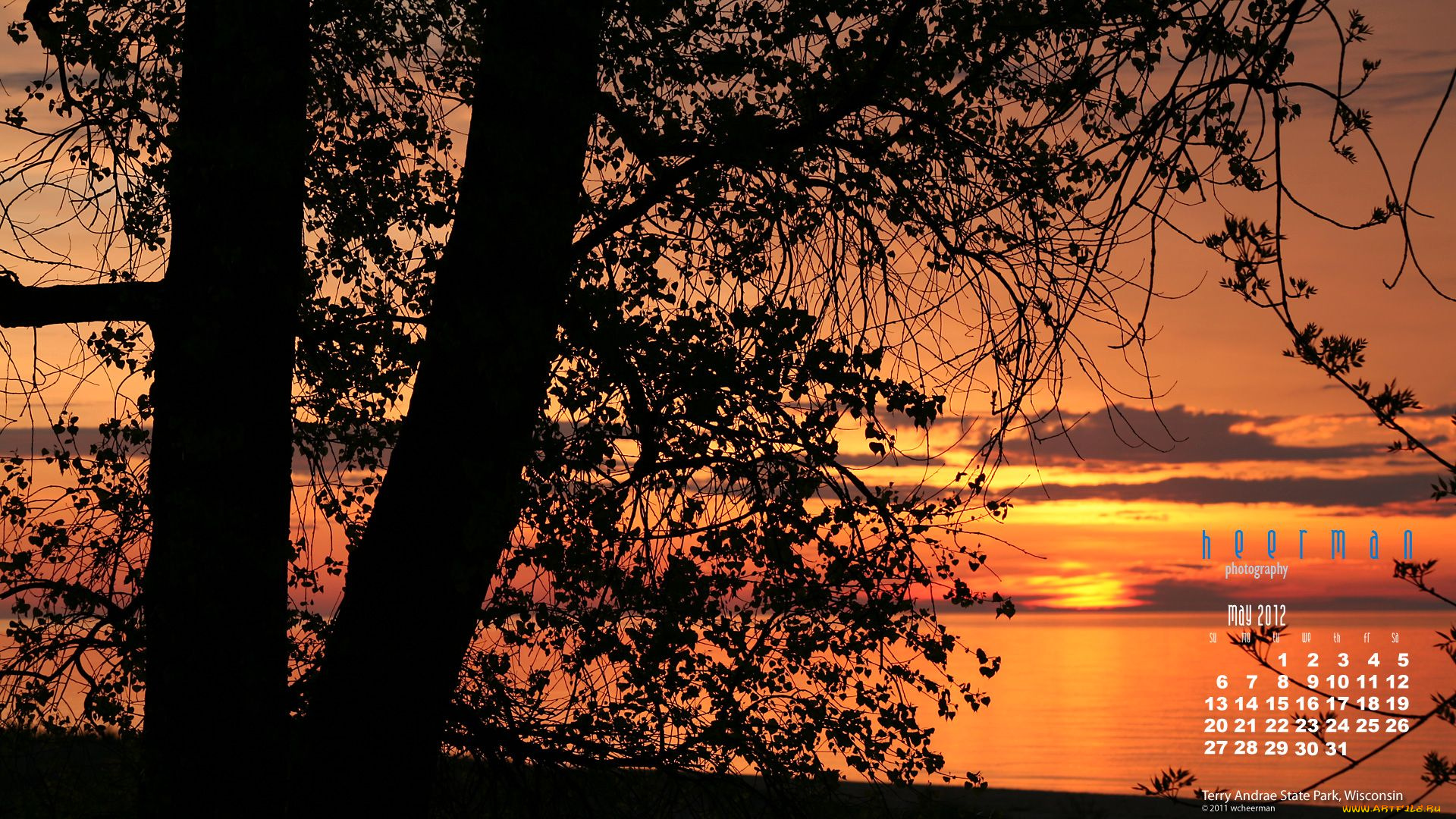 календари, природа, mandy, lange, закат, деревья