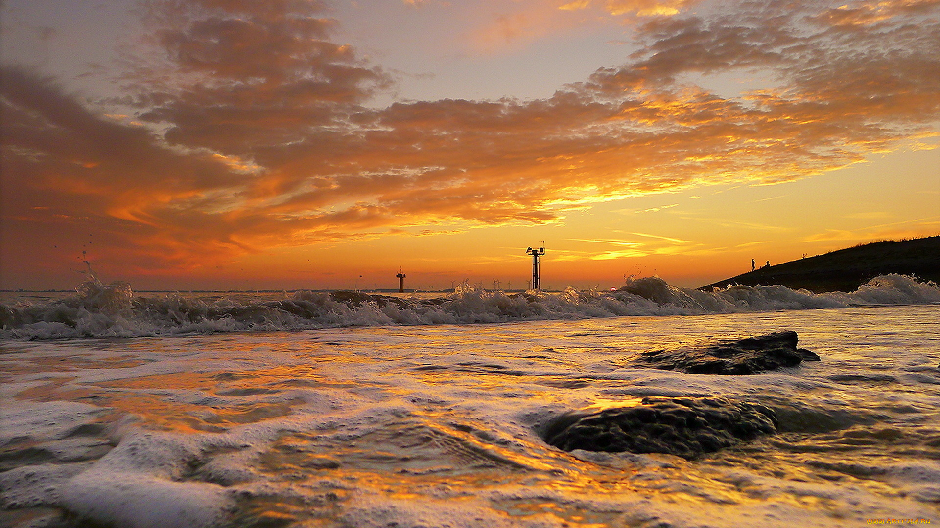 природа, восходы, закаты, море, пейзаж, закат, небо, волны