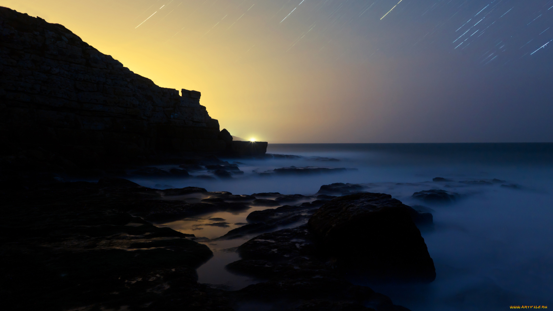 природа, восходы, закаты, скала, вечер, побережье, океан