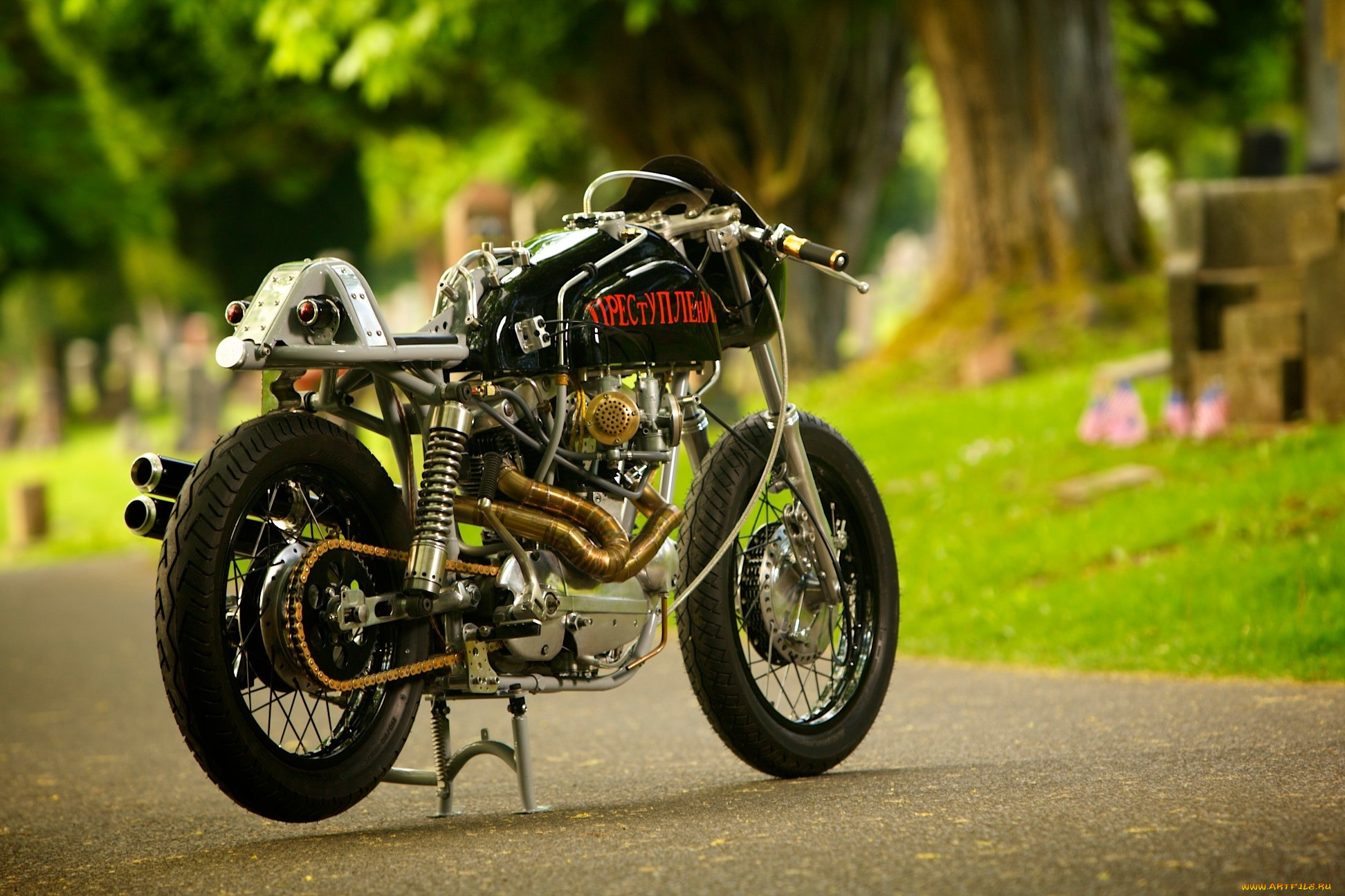 мотоциклы, customs, жёлтый, листья, custom