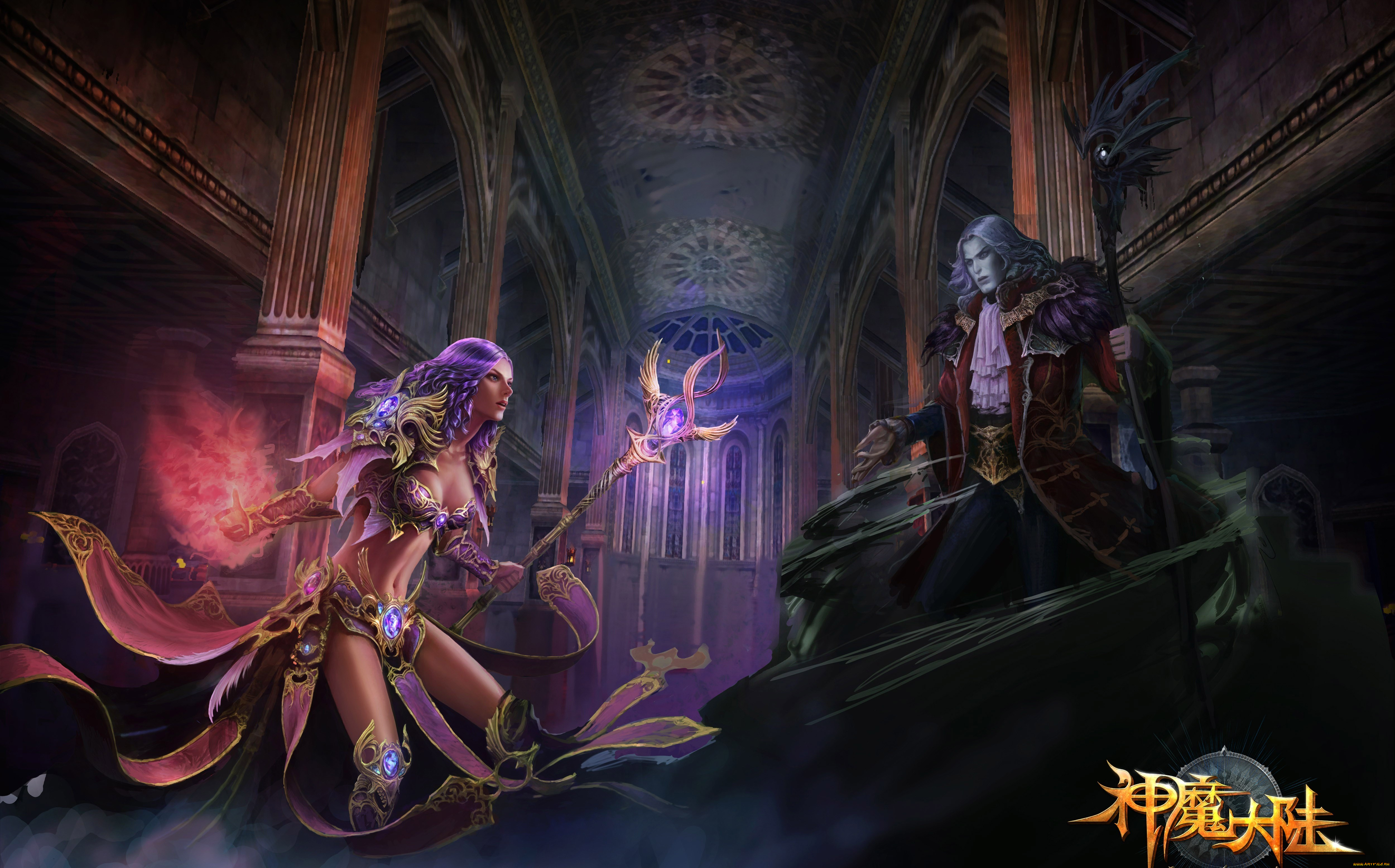 forsaken, world, видео, игры, девушка, замок, посох