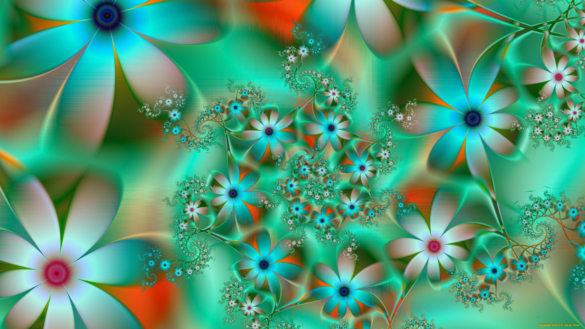 3д, графика, flowers, цветы, фрактал, лепестки