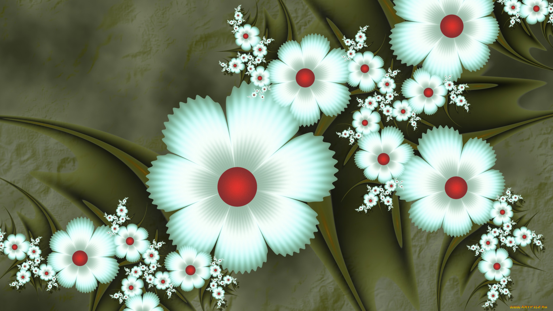 3д, графика, flowers, цветы, лепестки, фрактал