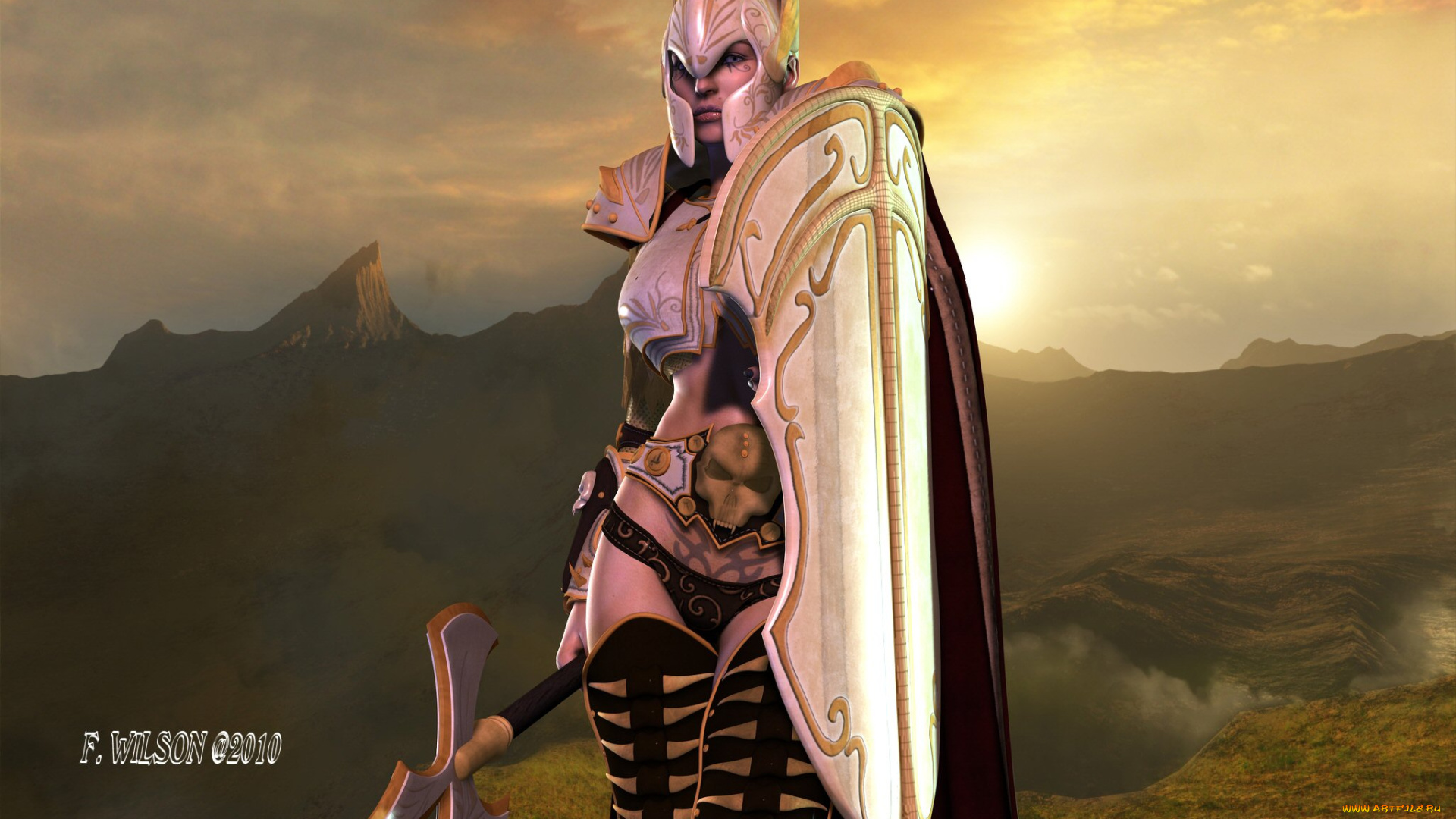 3д, графика, people, люди, горы, девушка, доспехи