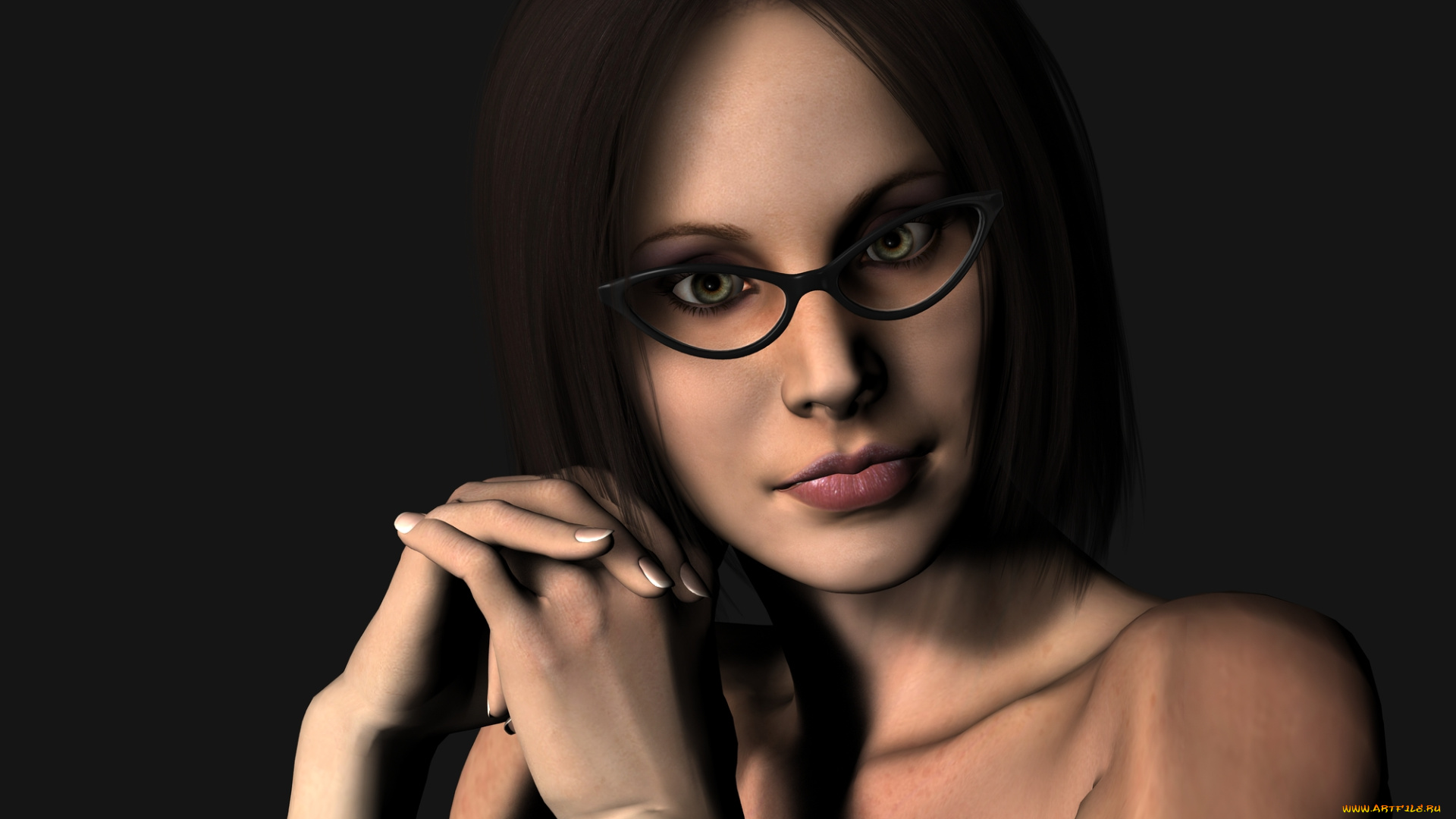 3д, графика, portraits, портрет, девушка, очки