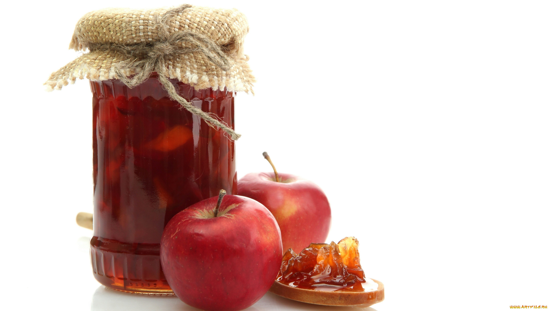еда, мёд, варенье, повидло, джем, яблочное, сладкое, ложка, банка, яблоко