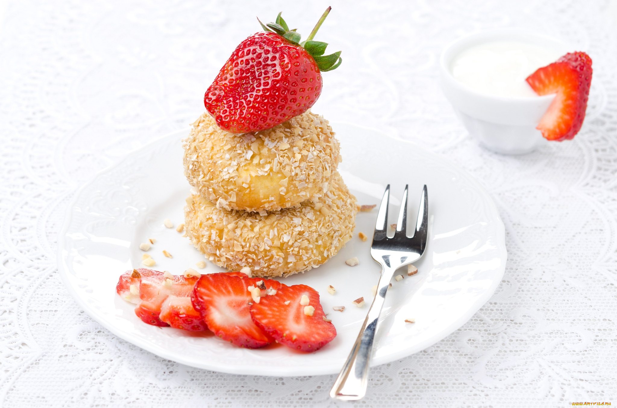 еда, мороженое, десерты, клубника, сырники