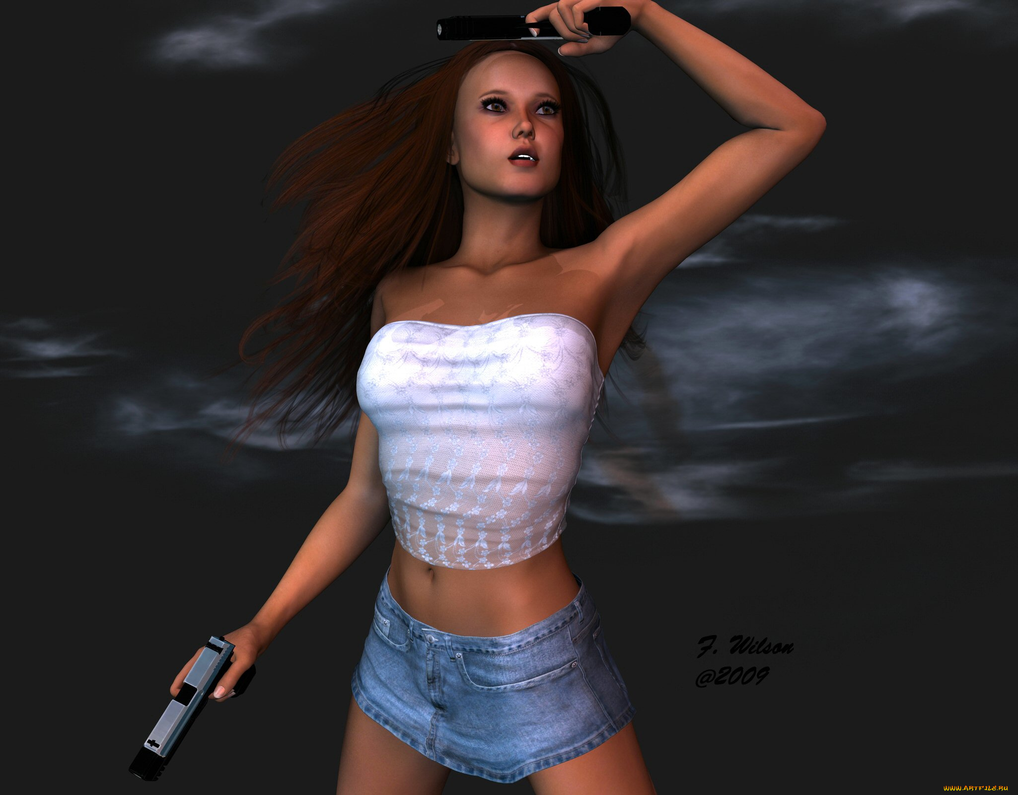 3д, графика, people, люди, девушка, оружи