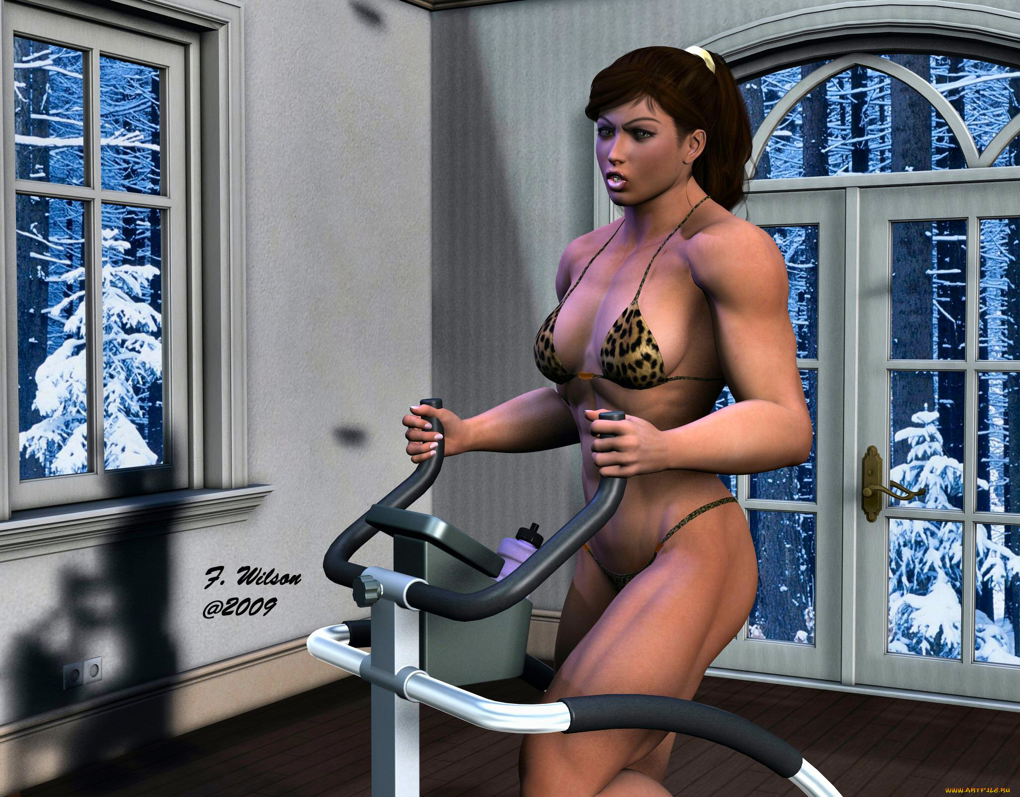 3д, графика, people, люди, девушка, тренажер