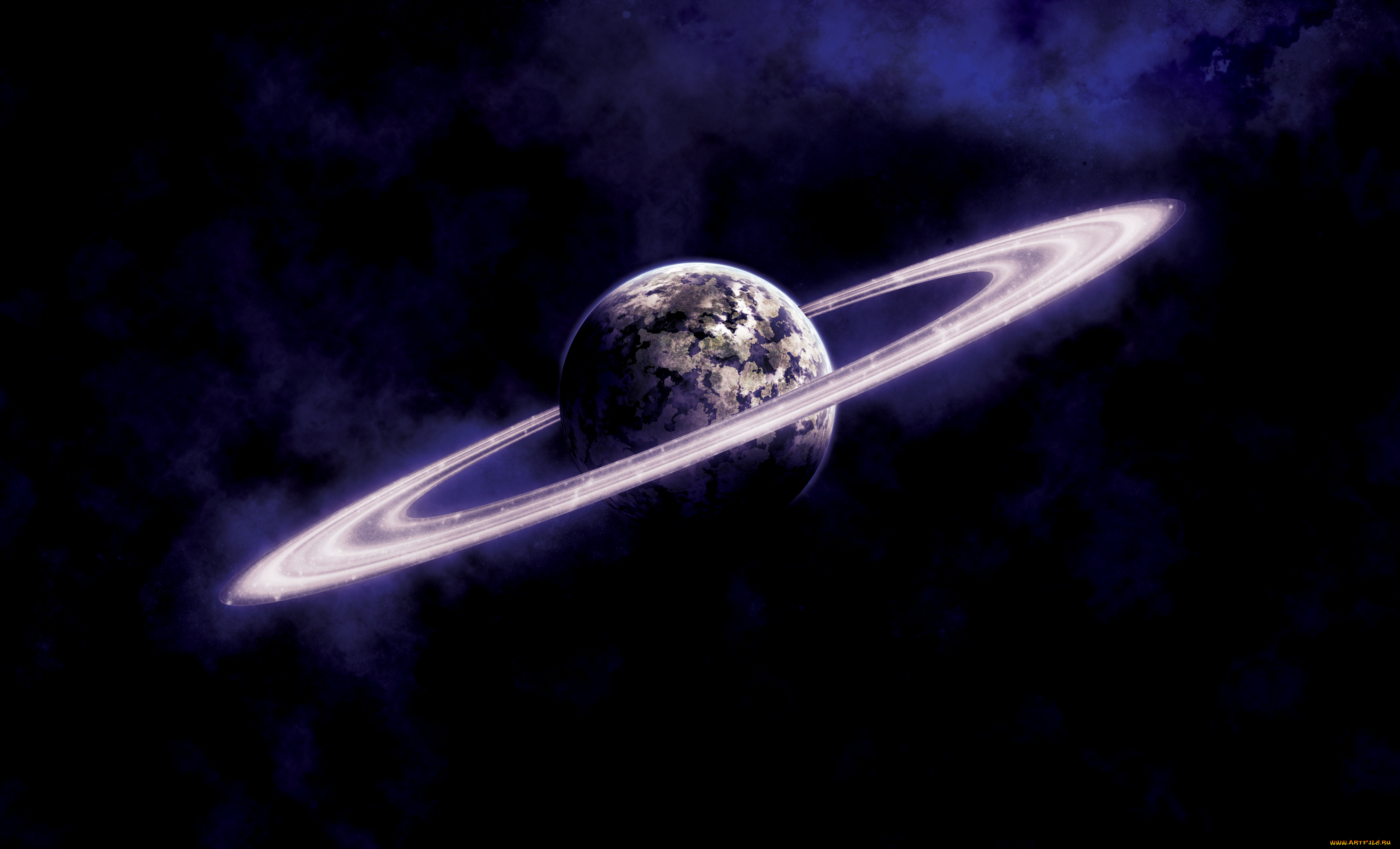 космос, арт, кольца, планета