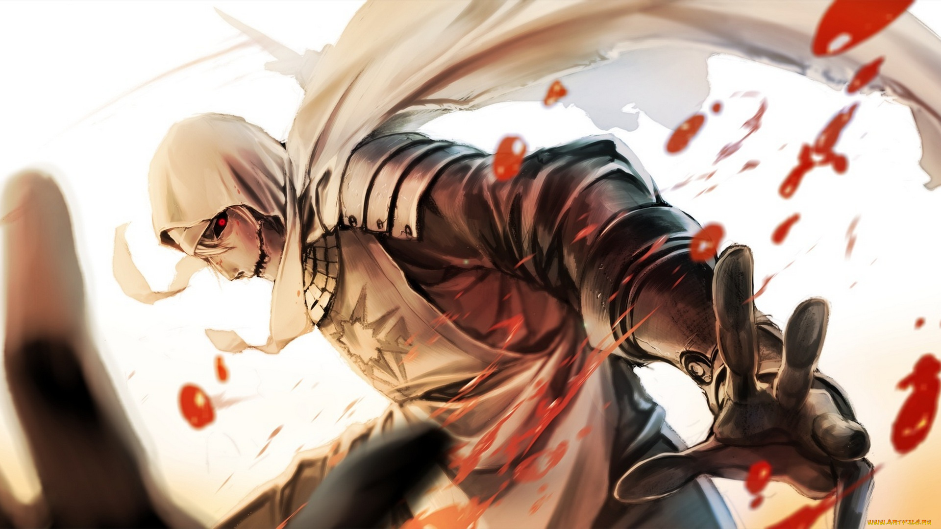 аниме, -angels, &, demons, капюшон, арт, otani, gloria, парень, кровь