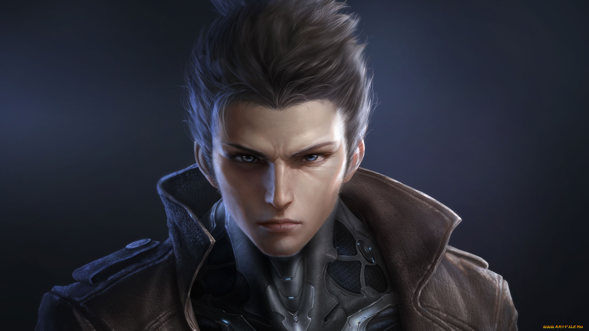 аниме, -weapon, , blood, &, technology, плащ, доспех, фон, лицо, парень