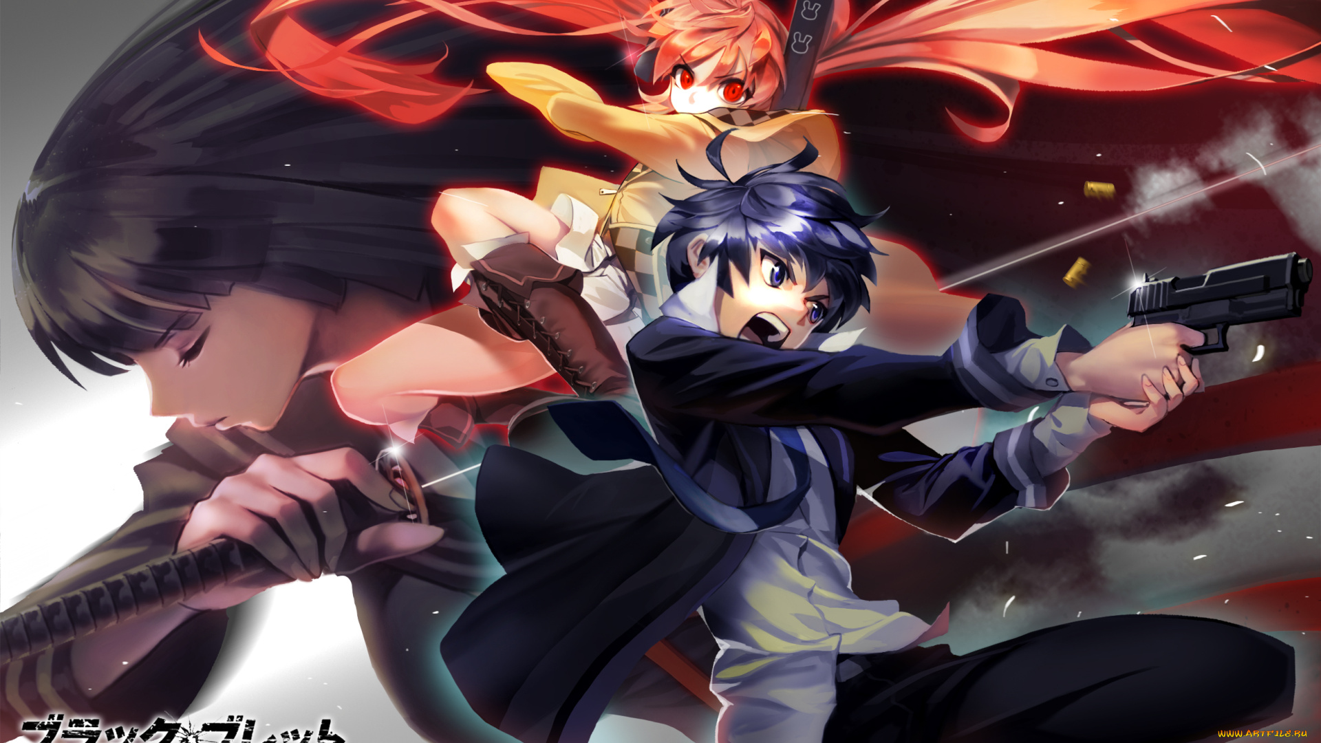 аниме, black, bullet, арт, aihara, enju, black, bullet, пули, пистолет, tendou, kisara, satomi, rentarou, катана, парень, черная, пуля, yang-do, девушки, оружие