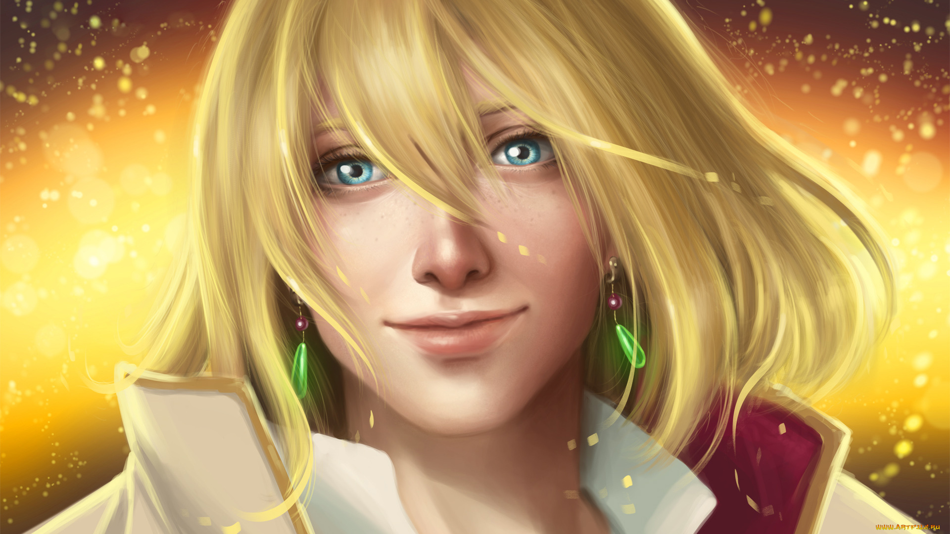 аниме, howl`s, moving, castle, блондин, арт, лицо, кулон, демон, парень, хаяо, миядзаки, хаул, ходячий, замок, хаула