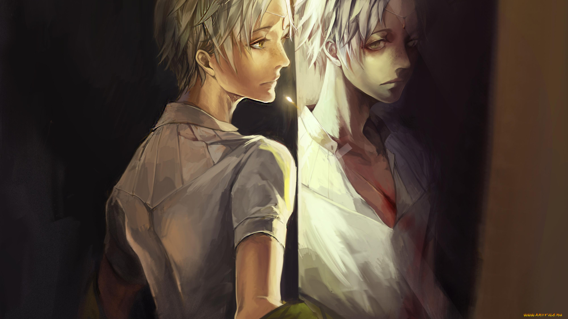 аниме, magi, the, labyrinth, of, magic, рана, отражение, рубашка, парень