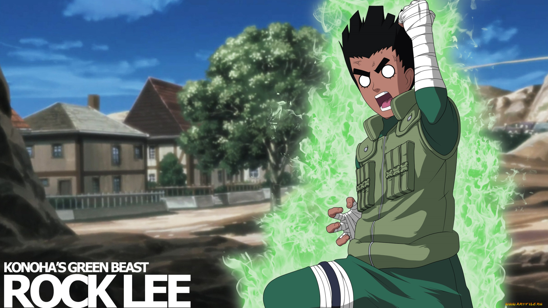 аниме, naruto, брюнет, открытие, врат, чакра, парень, рок, ли