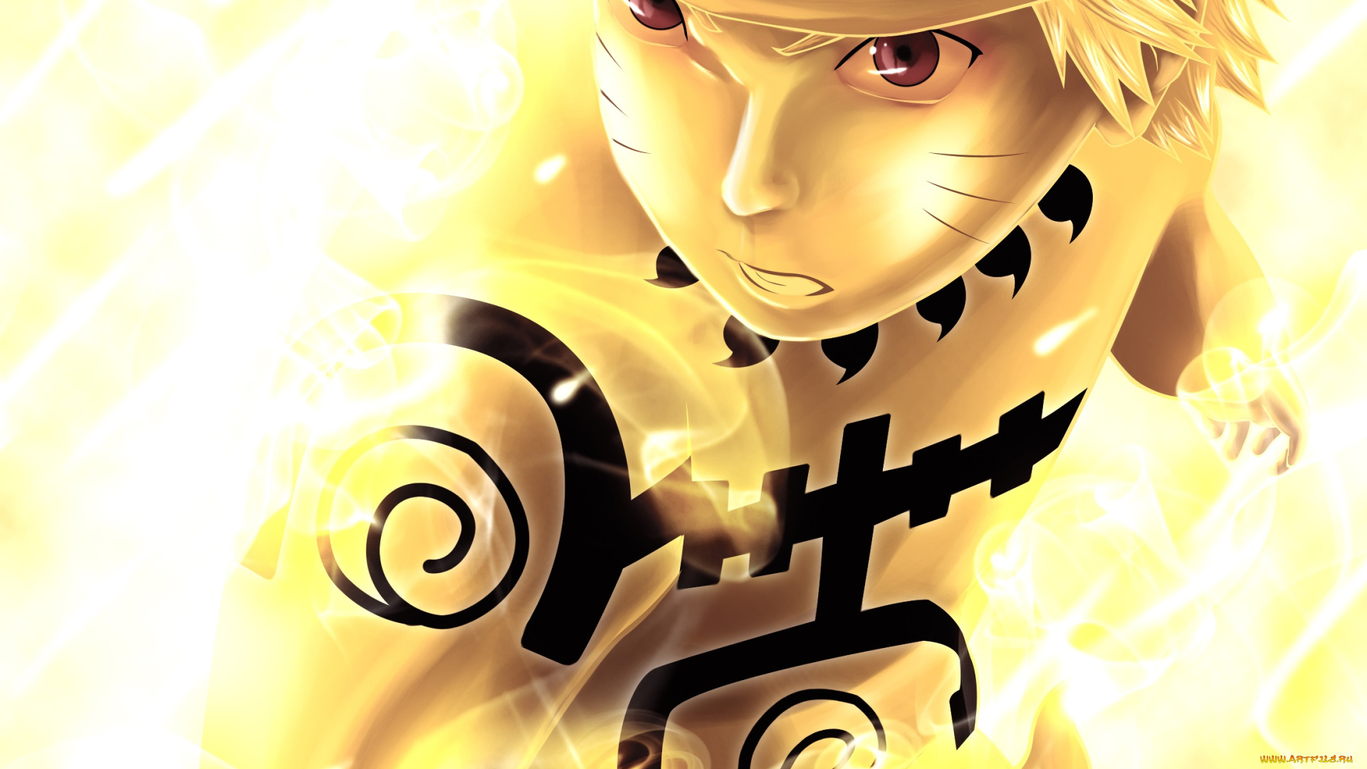 аниме, naruto, персонаж, наруто, узумаки, парень, блондин, режим, кьюби
