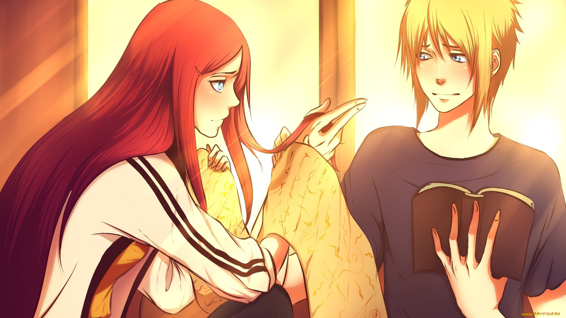 аниме, naruto, свиток, kushina, uzumaki, minato, namikaze