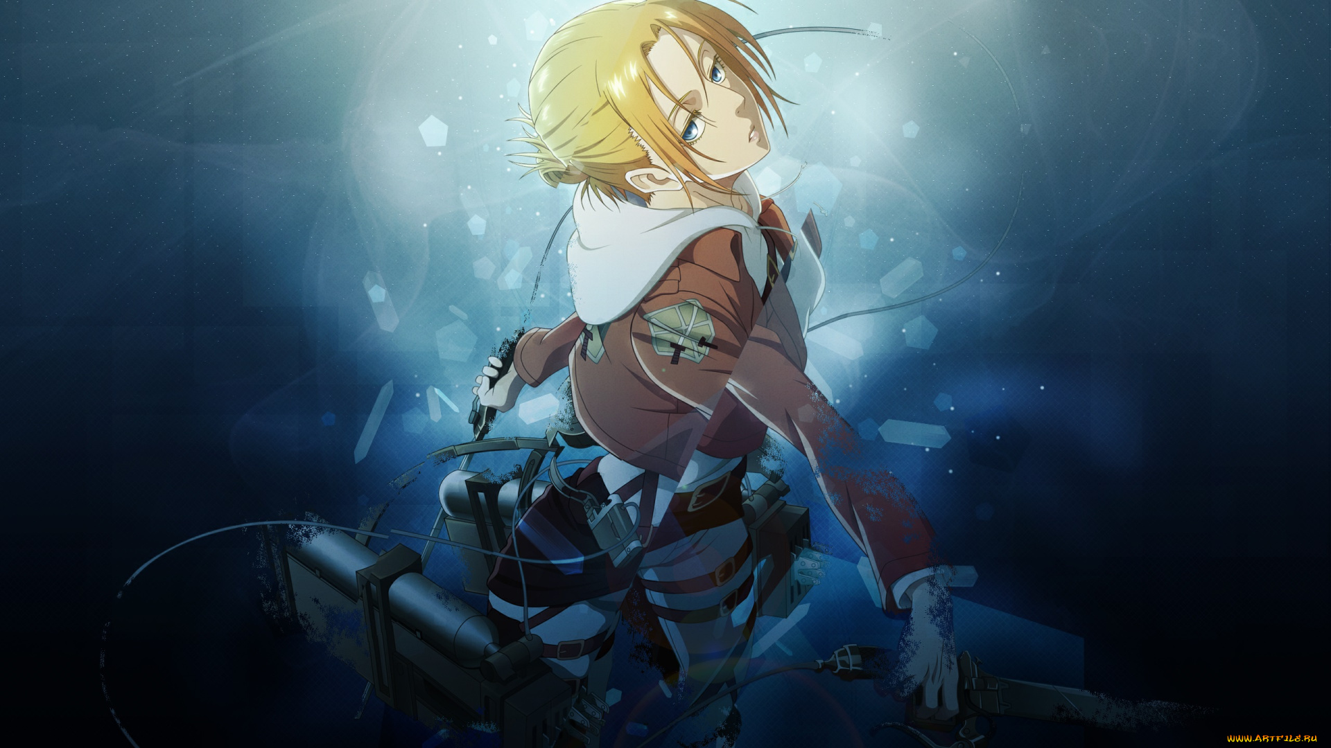 аниме, shingeki, no, kyojin, leonhardt, annie, оружее, блондинка, солдат, форма