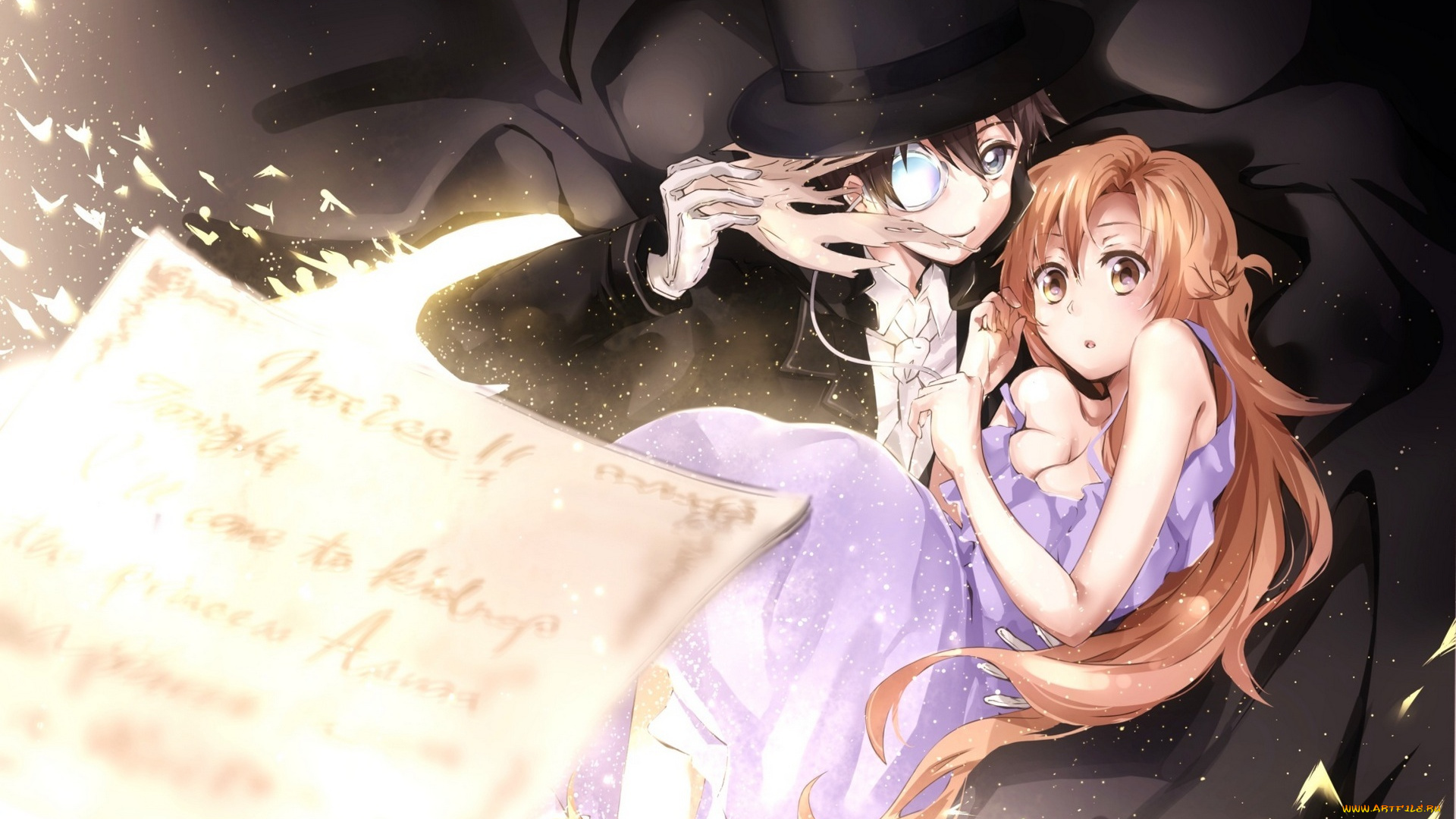 аниме, sword, art, online, conone, арт, лист, магия, парень, девушка, буквы, yuuki, asuna, kirigaya, kazuto, sword, art, online