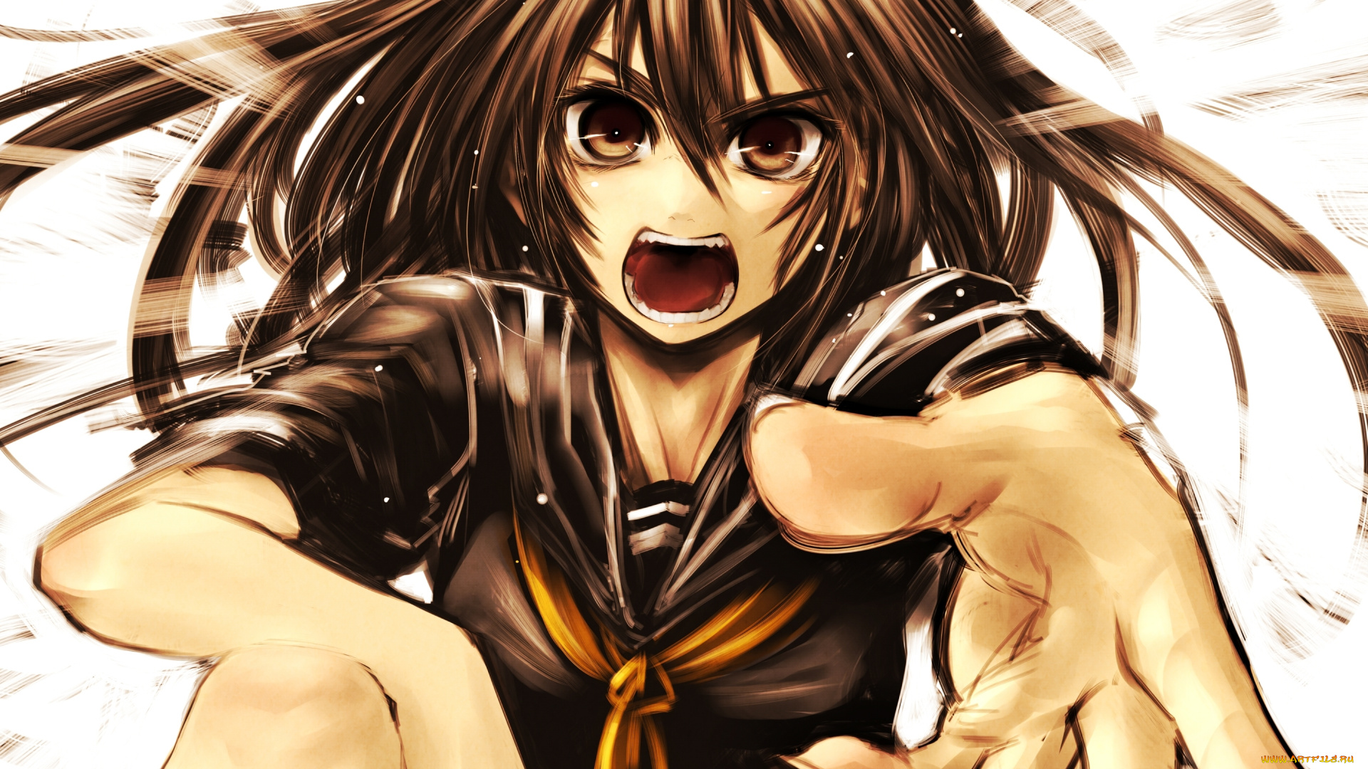 аниме, *unknown, , другое, девушка, kotoba, noriaki, арт, руки, форма, кричит