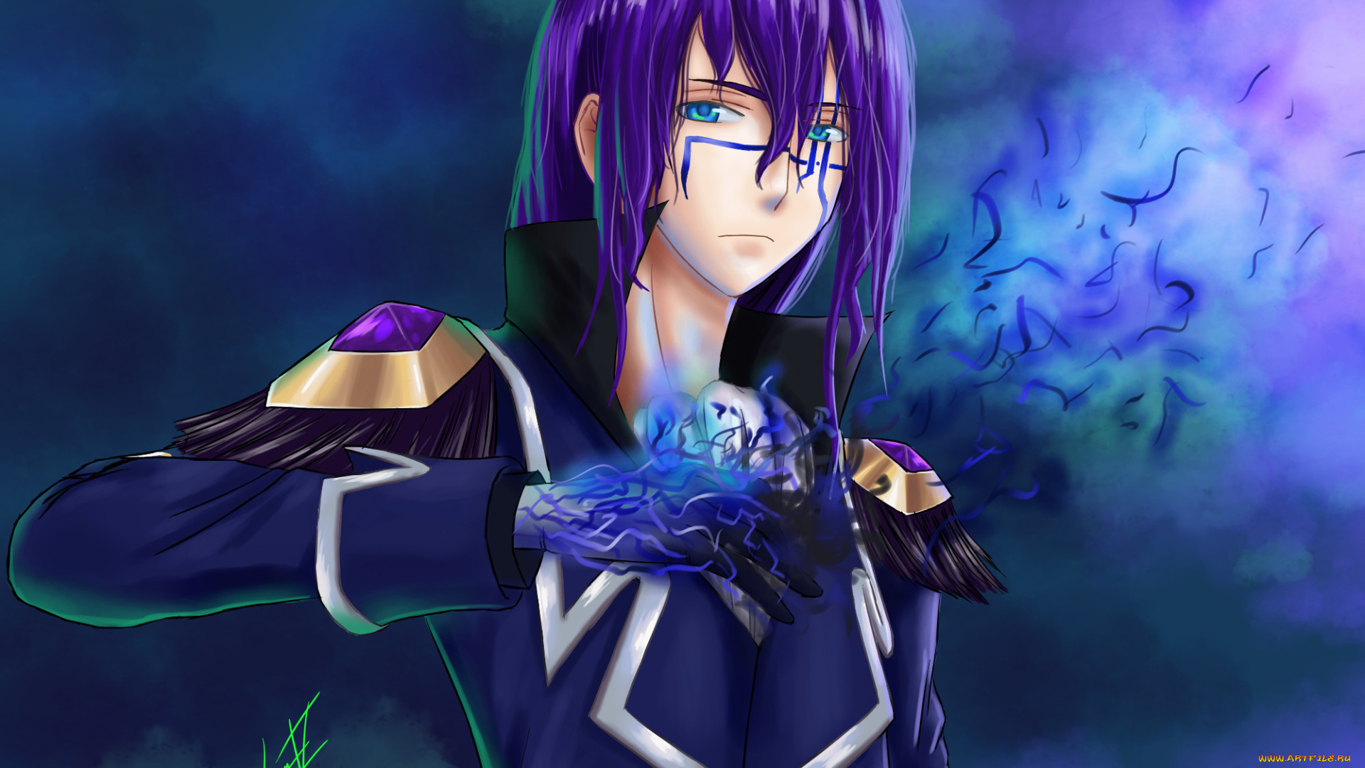 аниме, *unknown, , другое, фон, рука, парень, арт