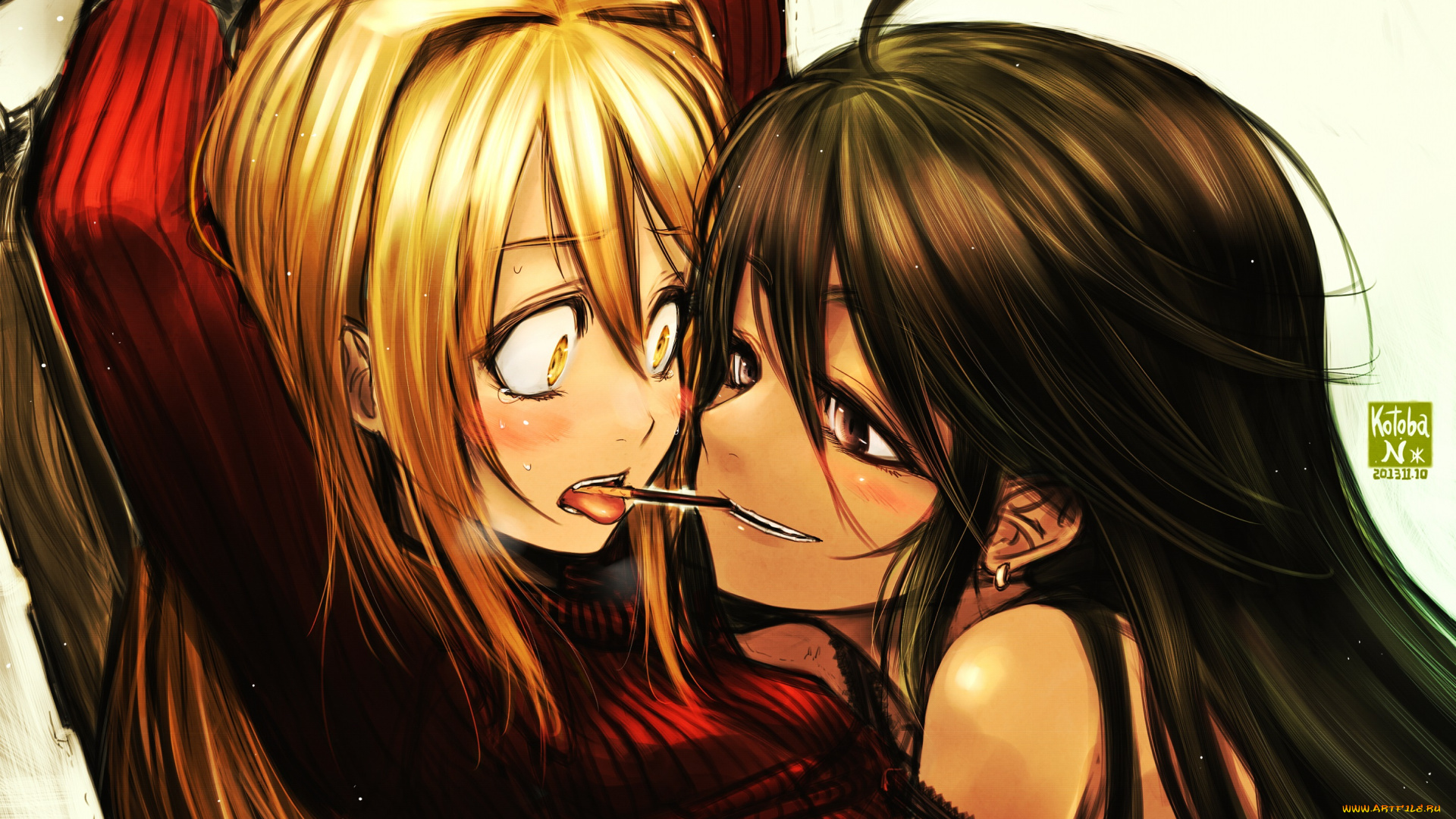 аниме, *unknown, , другое, kotoba, noriaki, арт, слезы, свитер, девушки