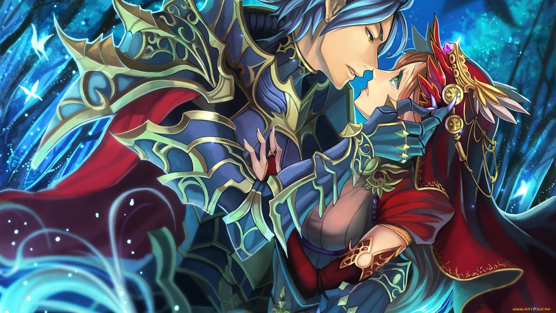 аниме, *unknown, , другое, слезы, объятия, фэнтези, любовь, девушка, парень