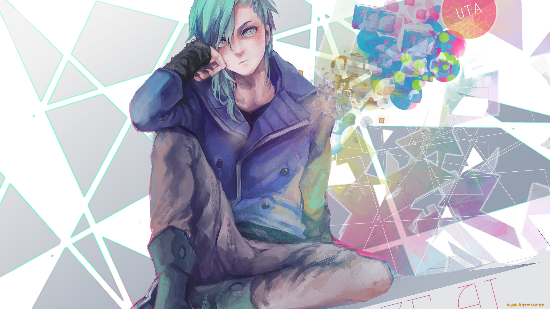 аниме, uta, no, prince-sama, сидя, взгляд, парень, mikaze, ai, uta, no, prince-sama, cla, art