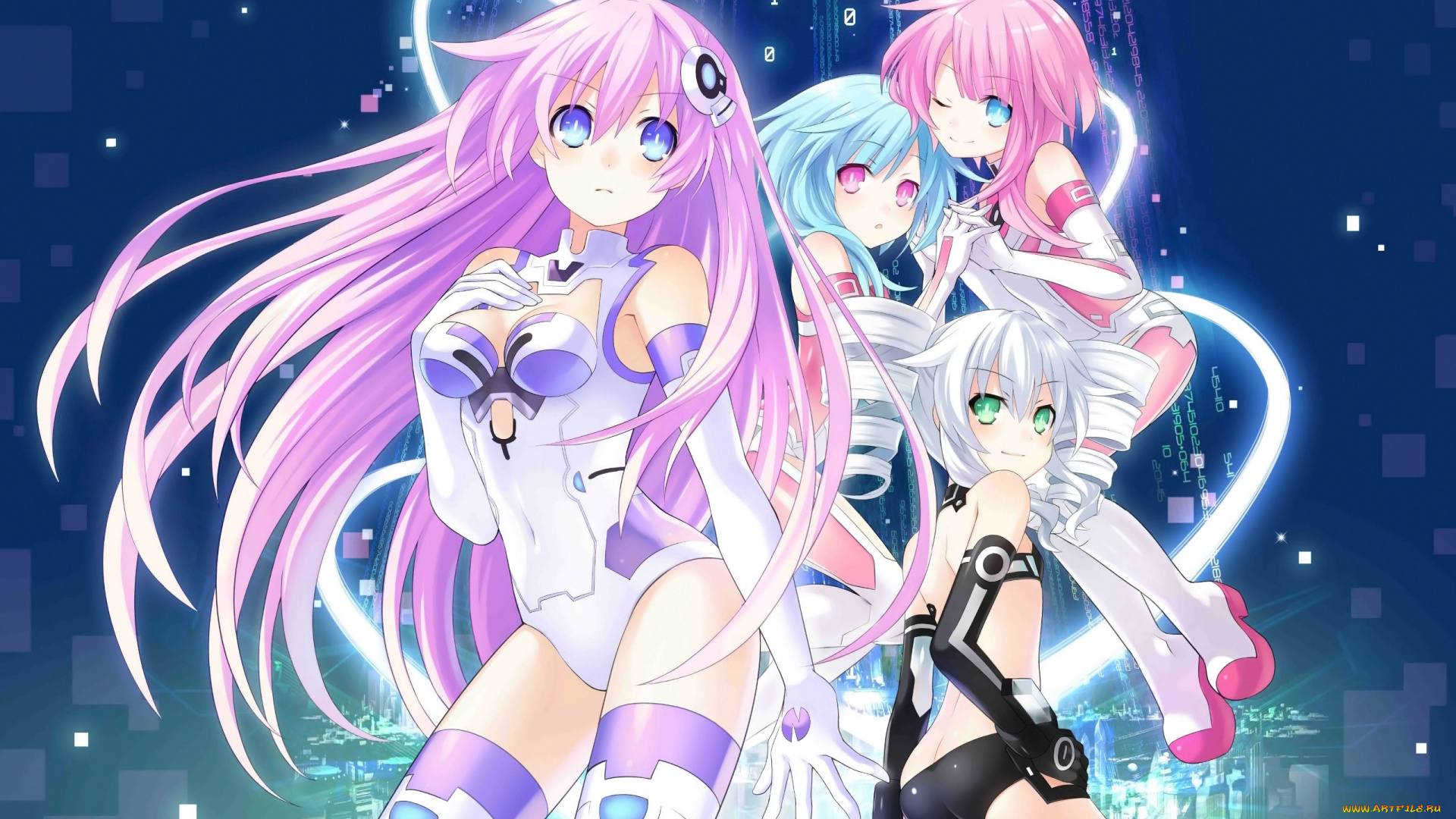 hyperdimension, neptunia, аниме, волосы, девушки