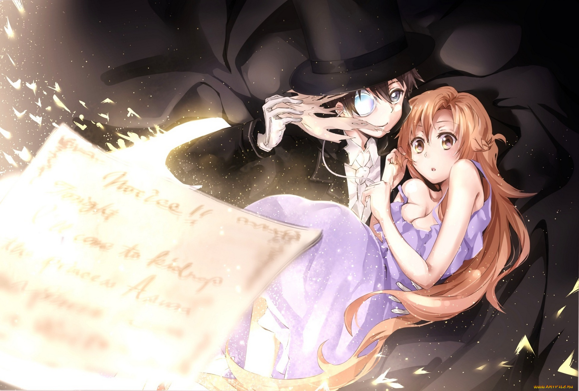 аниме, sword, art, online, conone, арт, лист, магия, парень, девушка, буквы, yuuki, asuna, kirigaya, kazuto, sword, art, online