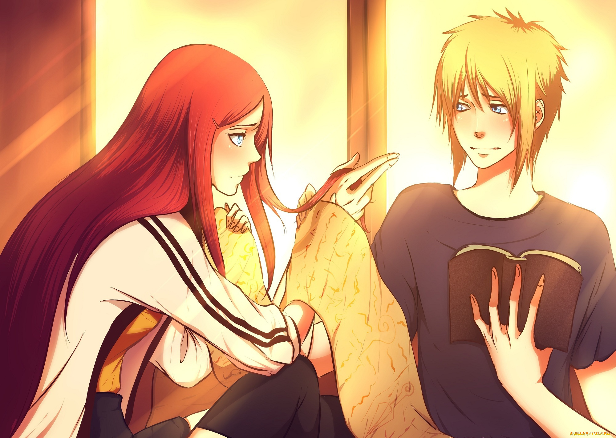 аниме, naruto, свиток, kushina, uzumaki, minato, namikaze