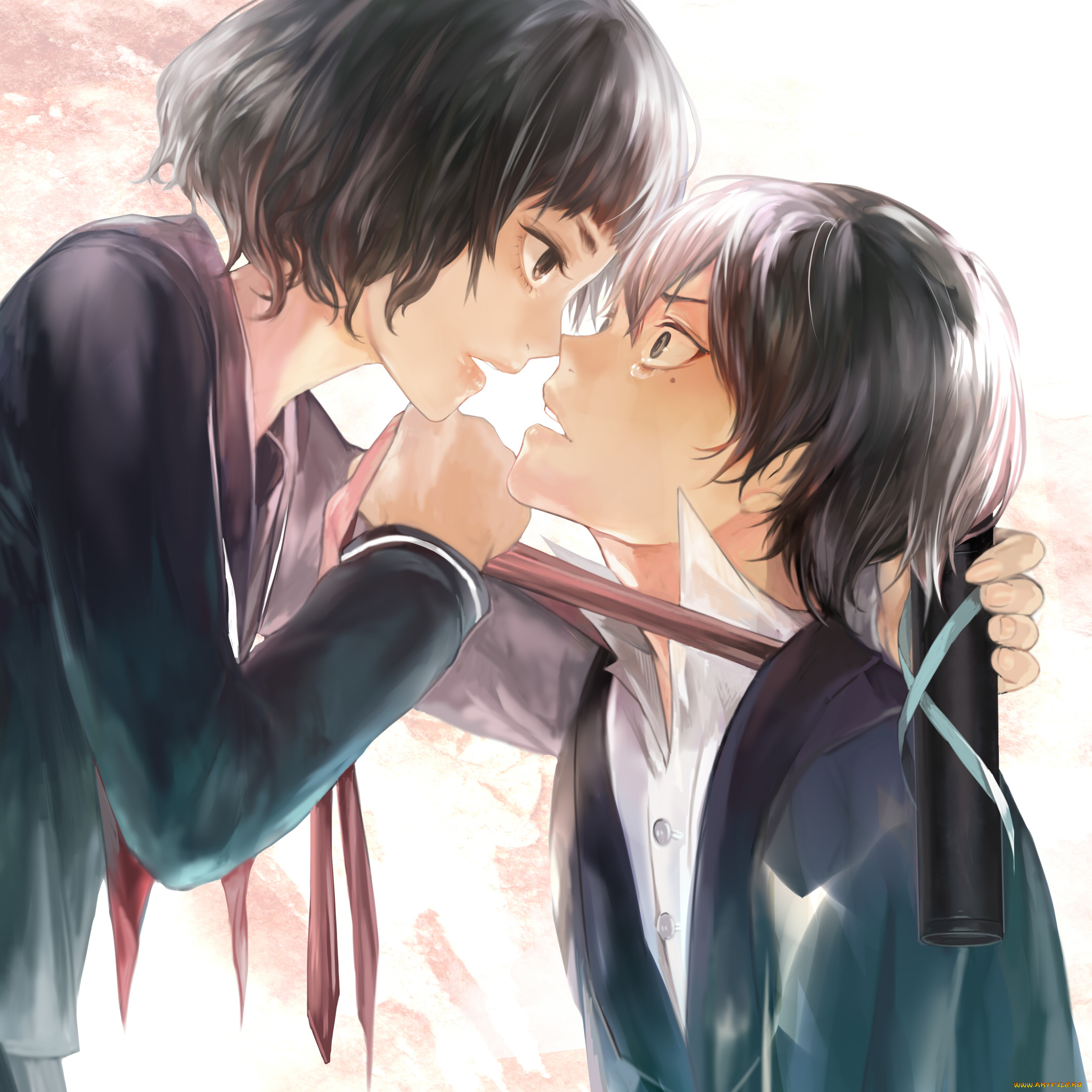 аниме, *unknown, , другое, art, девушка, парень, tcb, слезы, настроение, угроза, сакура, школьная, форма