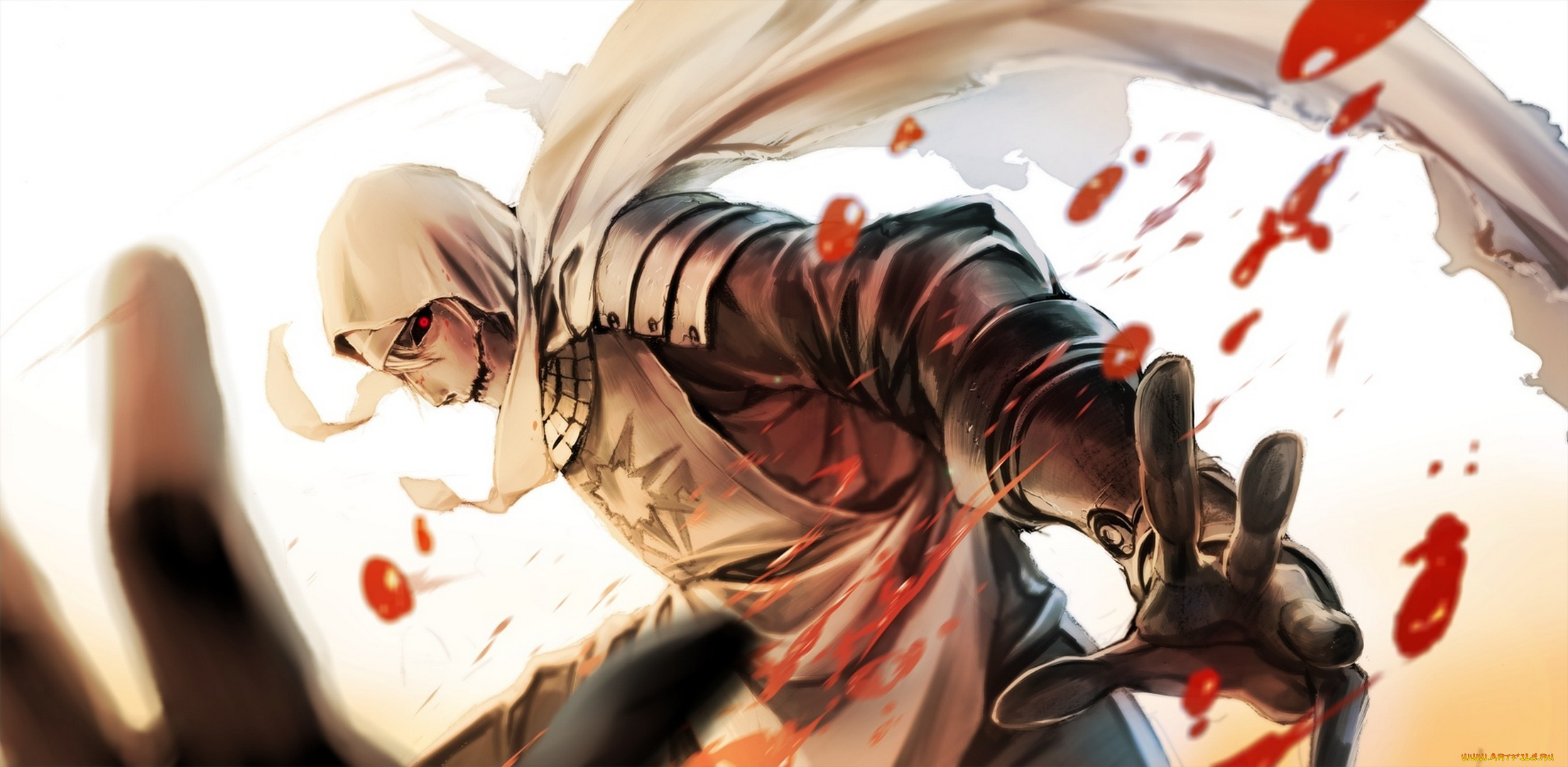 аниме, -angels, &, demons, капюшон, арт, otani, gloria, парень, кровь